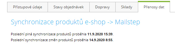 Synchronizace produktů